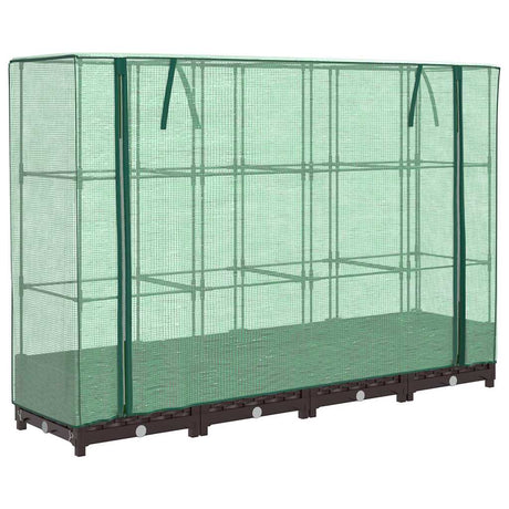 Vidaxx Pflanzkübel erhöht mit Gewächshausabdeckung 160x40x123 cm Rattanoptik