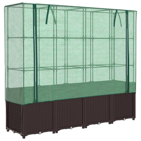 VidaXL Pflanzkübel erhöht mit Gewächshausabdeckung 160x40x153 cm Rattanoptik