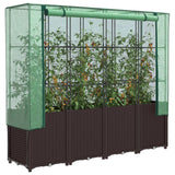 VidaXL Pflanzkübel erhöht mit Gewächshausabdeckung 160x40x153 cm Rattanoptik