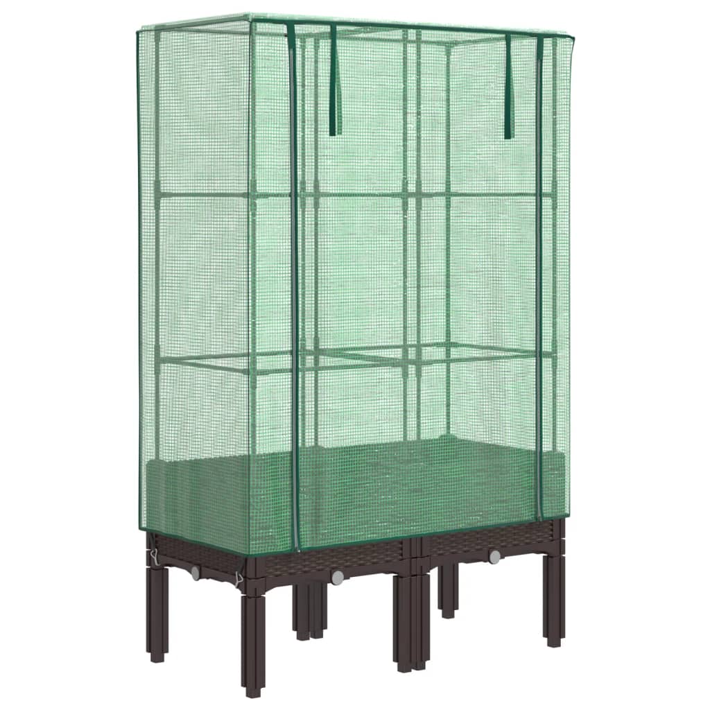 VidaXL Pflanzkübel erhöht mit Gewächshausabdeckung 80x40x140 cm Rattanoptik
