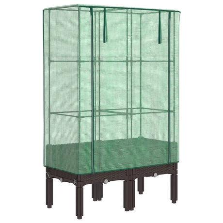 VidaXL Pflanzkübel erhöht mit Gewächshausabdeckung 80x40x140 cm Rattanoptik