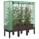 Vidaxx Pflanzkübel erhöht mit Gewächshausabdeckung 120x40x140 cm Rattanoptik