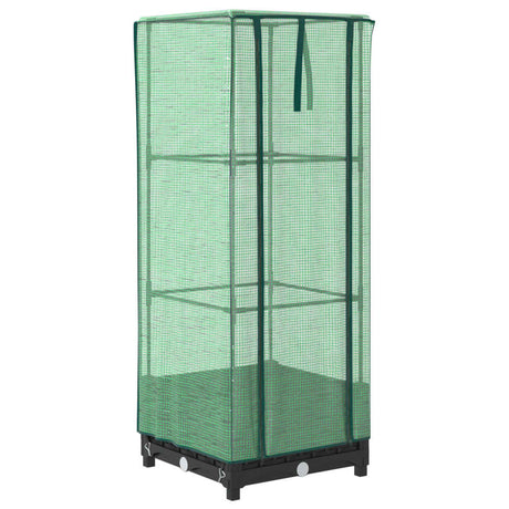 Vidaxx Pflanzgefäß erhöht mit Gewächshausabdeckung 40x40x123 cm Rattanoptik