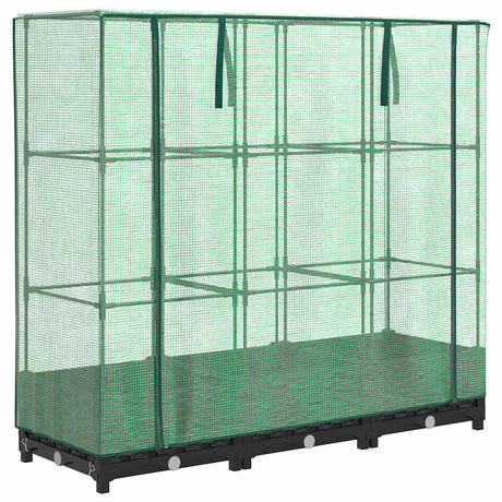 Vidaxx Pflanzkübel erhöht mit Gewächshausabdeckung 120x40x123 cm Rattanoptik