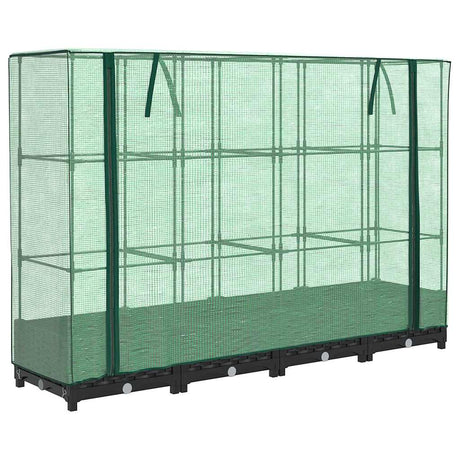 Vidaxx Pflanzkübel erhöht mit Gewächshausabdeckung 160x40x123 cm Rattanoptik