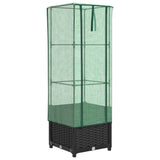 VidaXL Pflanzkübel erhöht mit Gewächshausabdeckung 40x40x139 cm Rattanoptik