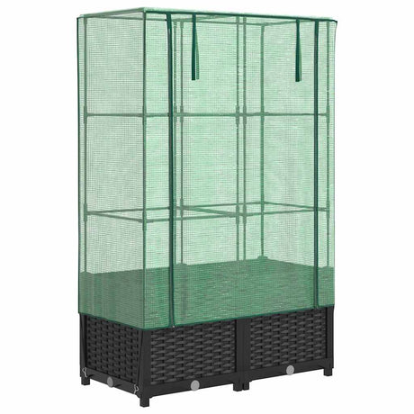 VidaXL Pflanzkübel erhöht mit Gewächshausabdeckung 80x40x138 cm Rattanoptik