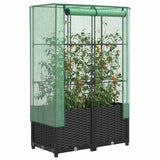 VidaXL Pflanzkübel erhöht mit Gewächshausabdeckung 80x40x138 cm Rattanoptik