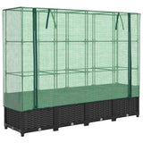 Vidaxx Hochkübel mit Gewächshausabdeckung in Rattanoptik 160x40x138 cm