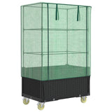 Vidaxx Pflanzkübel erhöht mit Abdeckung und Rädern 80x50x182 cm Rattanoptik