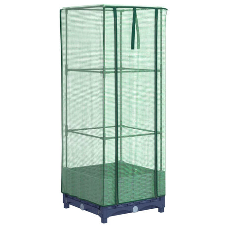 Vidaxx Pflanzgefäß erhöht mit Gewächshausabdeckung 40x40x123 cm Rattanoptik