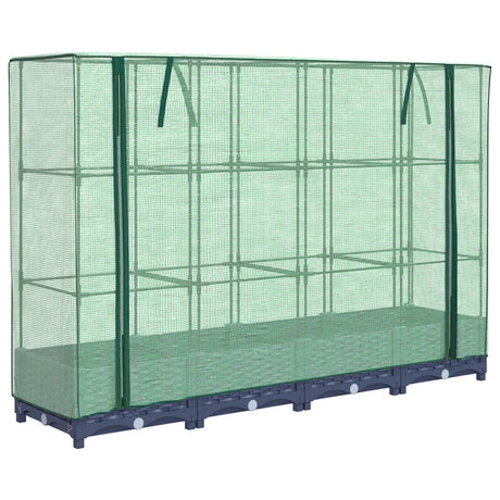 Vidaxx Pflanzkübel erhöht mit Gewächshausabdeckung 160x40x123 cm Rattanoptik