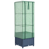 VidaXL Pflanzkübel erhöht mit Gewächshausabdeckung 40x40x139 cm Rattanoptik