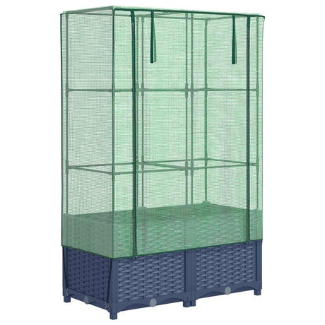 VidaXL Pflanzkübel erhöht mit Gewächshausabdeckung 80x40x138 cm Rattanoptik