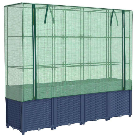 VidaXL Pflanzkübel erhöht mit Gewächshausabdeckung 160x40x153 cm Rattanoptik