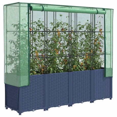 VidaXL Pflanzkübel erhöht mit Gewächshausabdeckung 160x40x153 cm Rattanoptik