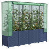 Vidaxx erhöhter Pflanzkübel mit Gewächshausabdeckung in Rattanoptik 160x40x153 cm