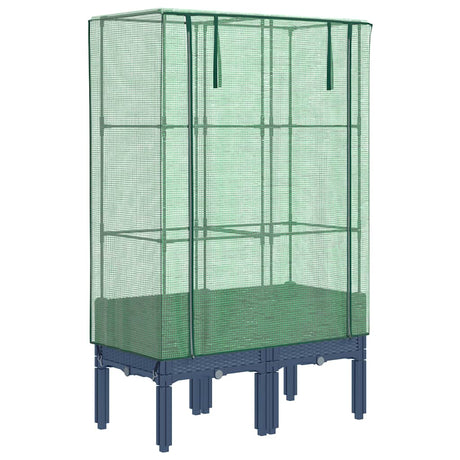 VidaXL Pflanzkübel erhöht mit Gewächshausabdeckung 80x40x140 cm Rattanoptik