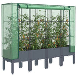Vidaxx Pflanzkübel erhöht mit Gewächshausabdeckung 160x40x140 cm Rattanoptik