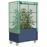 Vidaxx Pflanzkübel erhöht mit Abdeckung und Rädern 80x50x182 cm Rattanoptik