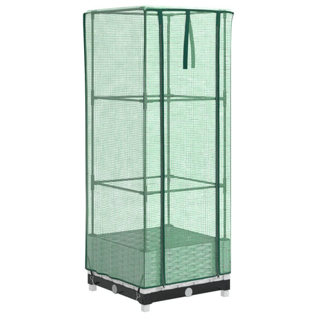 Vidaxx Pflanzgefäß erhöht mit Gewächshausabdeckung 40x40x123 cm Rattanoptik