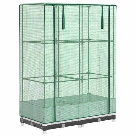 Vidaxx Pflanzkübel erhöht mit Gewächshausabdeckung 80x40x123 cm Rattanoptik