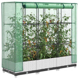 Vidaxx Pflanzkübel erhöht mit Gewächshausabdeckung 120x40x123 cm Rattanoptik
