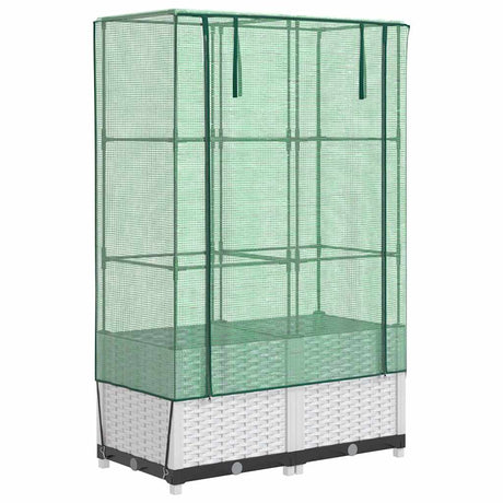 VidaXL Pflanzkübel erhöht mit Gewächshausabdeckung 80x40x138 cm Rattanoptik