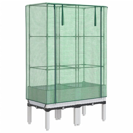 VidaXL Pflanzkübel erhöht mit Gewächshausabdeckung 80x40x140 cm Rattanoptik