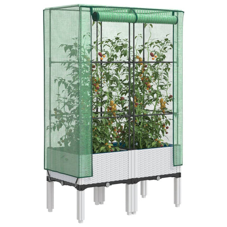 VidaXL Pflanzkübel erhöht mit Gewächshausabdeckung 80x40x140 cm Rattanoptik
