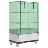 Vidaxx Pflanzkübel erhöht mit Abdeckung und Rädern 80x50x182 cm Rattanoptik