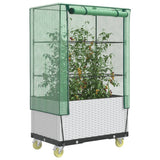 Vidaxx Pflanzkübel erhöht mit Abdeckung und Rädern 80x50x182 cm Rattanoptik