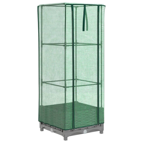 Vidaxx Pflanzgefäß erhöht mit Gewächshausabdeckung 40x40x123 cm Rattanoptik