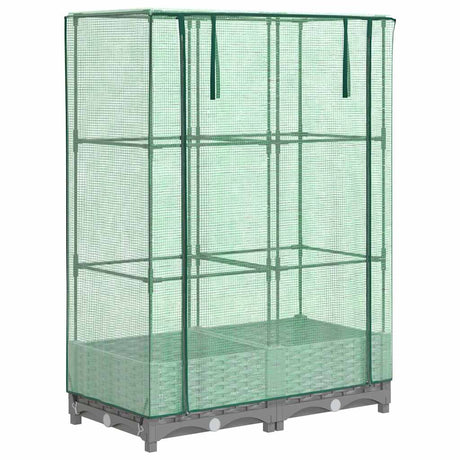 Vidaxx Pflanzkübel erhöht mit Gewächshausabdeckung 80x40x123 cm Rattanoptik