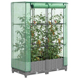 Vidaxx Pflanzkübel erhöht mit Gewächshausabdeckung 80x40x123 cm Rattanoptik