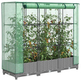 Vidaxx Pflanzkübel erhöht mit Gewächshausabdeckung 120x40x123 cm Rattanoptik