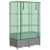 VidaXL Pflanzkübel erhöht mit Gewächshausabdeckung 80x40x138 cm Rattanoptik