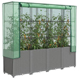 VidaXL Pflanzkübel erhöht mit Gewächshausabdeckung 160x40x153 cm Rattanoptik