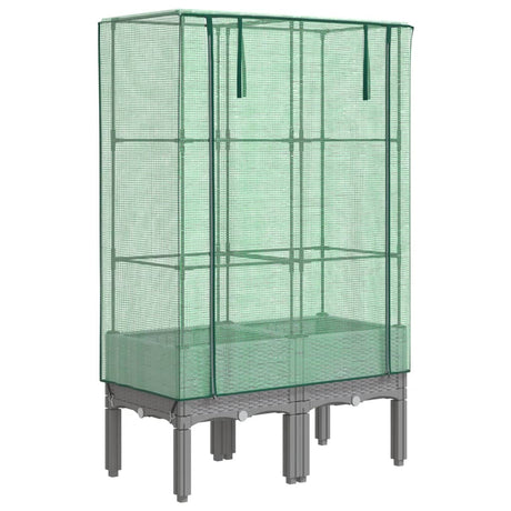 VidaXL Pflanzkübel erhöht mit Gewächshausabdeckung 80x40x140 cm Rattanoptik