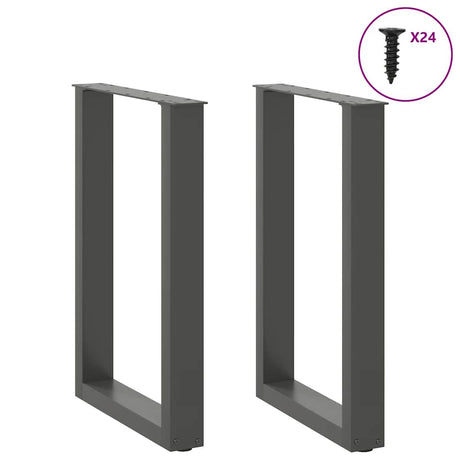 Vidaxl eettafelpoten 2 st u-vormig 50x(72-73) cm staal antraciet