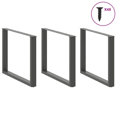 Vidaxl eettafelpoten 3 st u-vormig 100x(72-73) cm staal antraciet