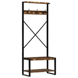 Vidaxl kledingrek 80x40x190 cm massief gerecycled hout meerkleurig