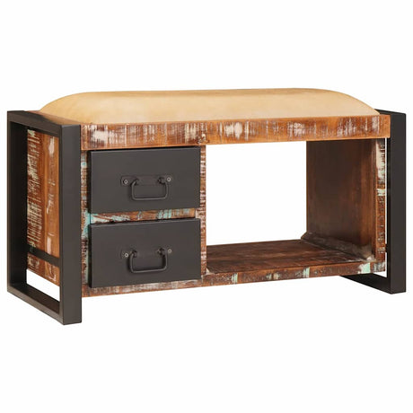 Vidaxl opslagbank multikleur 80 x 35 x 40 cm massief gerecycled hout