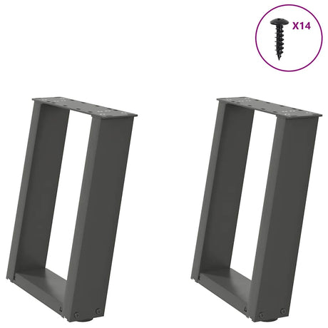 Vidaxl salontafelpoten 2 st u-vormig 38x(42-43) cm staal antraciet
