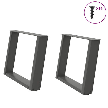 Vidaxl salontafelpoten 2 st u-vormig 60x(42-43) cm staal antraciet