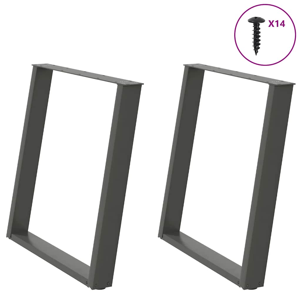 Vidaxl eettafelpoten 2 st u-vormig 80x(72-73) cm staal antraciet