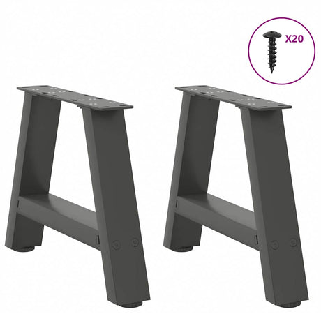 Vidaxl salontafelpoten 2 st a-vormig 40x(30-31) cm staal antraciet