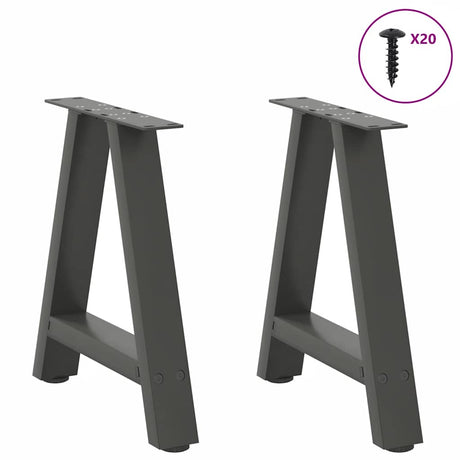 Vidaxl salontafelpoten 2 st a-vormig 50x(42-43) cm staal antraciet