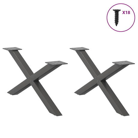 Vidaxl salontafelpoten 2 st x-vormig 70x(30-31) cm staal antraciet