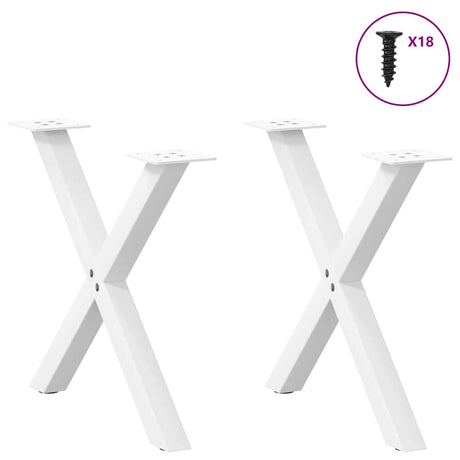 Vidaxl salontafelpoten 2 st x-vormig 50x(42-43) cm staal wit
